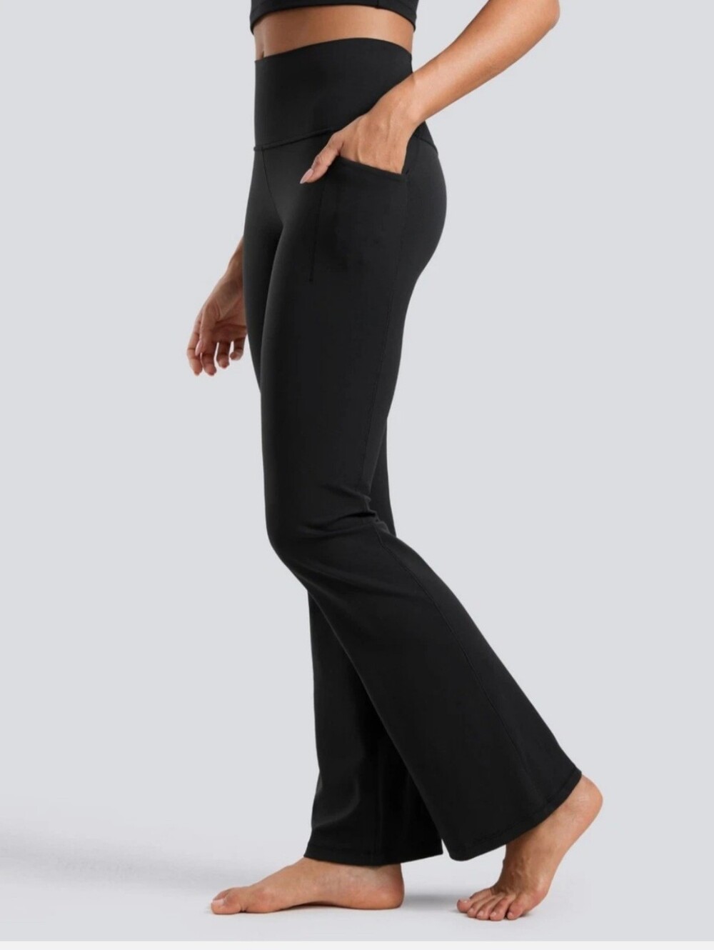 CRZ YOGA Black Boot Cut Flare Pants with Side Pocket